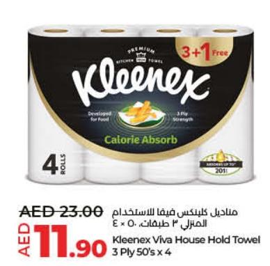 Kleenex House Hold Towel 3 Ply 50's x 3+1