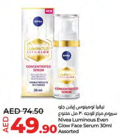 Nivea Luminous Even Glow Face Serum 30ml Assorted