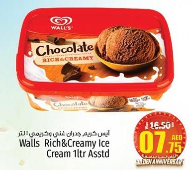 Walls Rich & Creamy Ice Cream Chocolate 1ltr