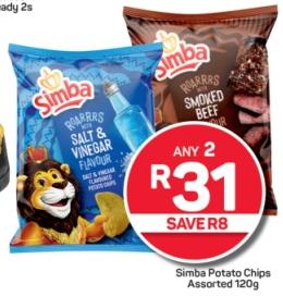 Simba Potato Chips Assorted 120g Any 2