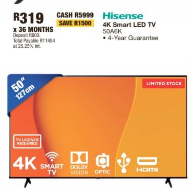 Hisense 4K Smart LED TV 50A6K