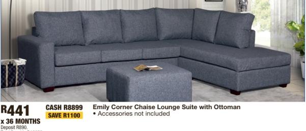 Emily Corner Chaise Lounge Suite with Ottoman