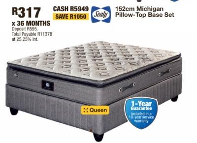 152cm Michigan Pillow-Top Base Set