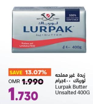 Lurpak Butter Unsalted 400Gm