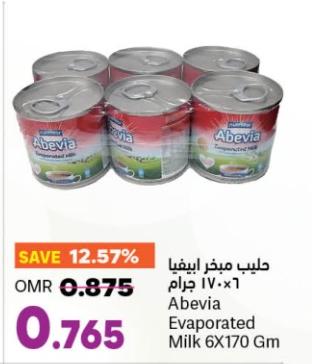 Nutridor Abevia Evaporated Milk 6X170 Gm