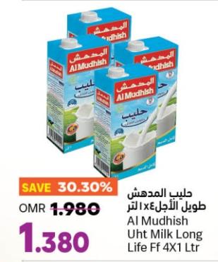 Al Mudhish Uht Milk Long Life Full Fat 4X1 Ltr