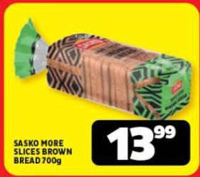 SASKO MORE SLICES BROWN BREAD 700g