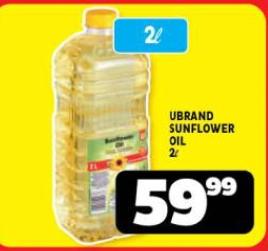 UBRAND SUNFLOWER OIL 2L