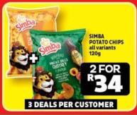 SIMBA POTATO CHIPS all variants 120g