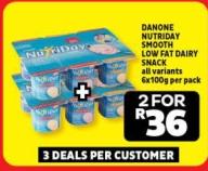 DANONE NUTRIDAY SMOOTH LOW FAT DAIRY SNACK all variants 6x100g per pack