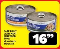 Cape Point Light Meat Shredded Tuna all variants 170g Each