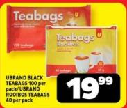 UBRAND BLACK TEABAGS 100 per pack/UBRAND ROOIBOS TEABAGS 40 per pack