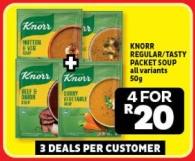 Knorr Regular/Tasty Packet Soup all variants 50g