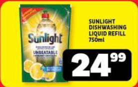 SUNLIGHT DISHWASHING LIQUID REFILL 750ml