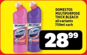 DOMESTOS MULTIPURPOSE THICK BLEACH all variants 750ml each