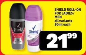 SHIELD ROLL-ON FOR LADIES/ MEN all variants 50ml each