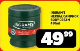 INGRAM'S HERBAL CAMPHOR BODY CREAM 450ml