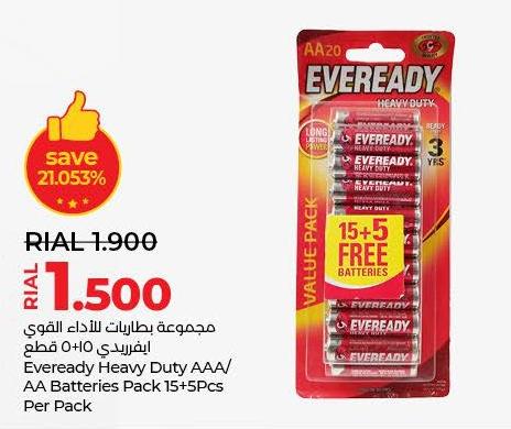 Eveready Heavy Duty AAA/AA Batteries Pack 15+5 Pcs Per Pack