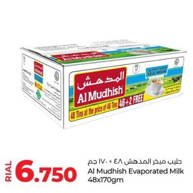 Al Mudhish Evaporated Milk 46+2x170 Gm