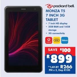 Packard Bell Monza T5 7 Inch 3G Tablet with 7 Inch HD display, 2GB RAM and 16GB storage, 3G connectivity