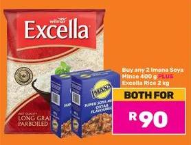 Imana Soya Mince 400 g and Excella Rice  2 kg