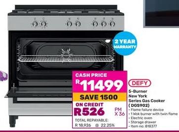 Defy 5-Burner New York Series Gas Cooker