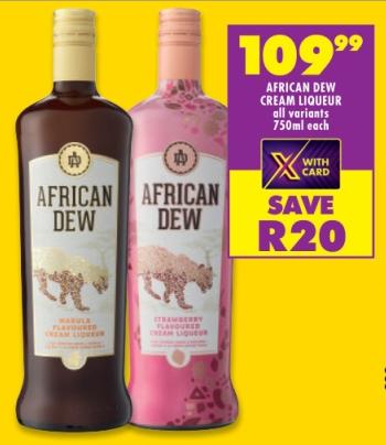 AFRICAN DEW CREAM LIQUEUR all variants 750 ml 