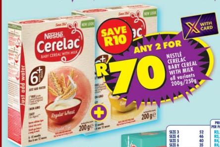 Any 2 Nestlé Cerelac Baby Cereal with Milk, all variants 200g/250g