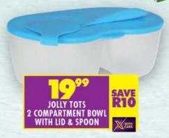 Jolly Tots 2 Compartment Bowl with Lid & Spoon