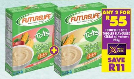 Any 2 FUTURELIFE TOTS TODDLER FLAVOURED CEREAL all variants 250G