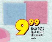 Jolly Tots Face Cloth All Variants Each