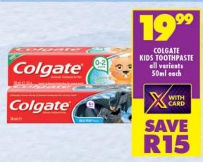 Colgate Kids Toothpaste all variants 50ml Each