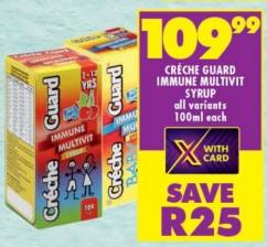 CRÈCHE GUARD IMMUNE MULTIVIT SYRUP All Variants 100ml Each