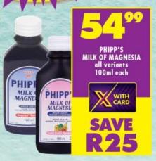 PHIPP'S MILK OF MAGNESIA all variants 100ml