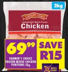 FARMER'S CHOICE FROZEN MIXED CHICKEN PORTIONS 2kg