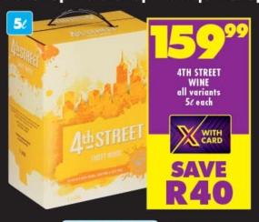 4TH STREET WINE all variants 5ltr each