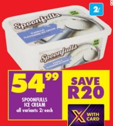 Spoonfulls Ice Cream All Variants 2L Each