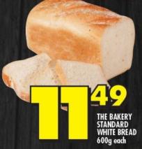  THE BAKERY STANDARD WHITE BREAD 600g Each