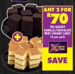 The Bakery Vanilla/Chocolate Mini Square Cakes Any 2