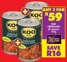 Koo Chakalaka All Variants 410g Any 3