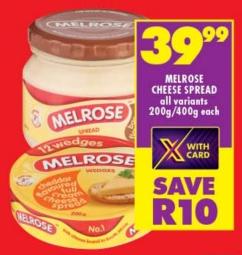 Melrose Cheese Spread All Variants 200g /400g Each