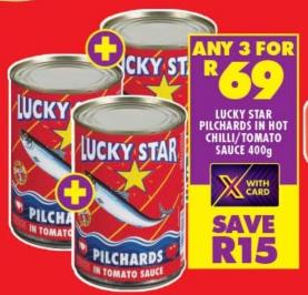 LUCKY STAR PILCHARDS IN HOT CHILLI/TOMATO SAUCE 400g Any 3