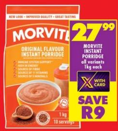 MORVITE INSTANT PORRIDGE all variants 1kg each