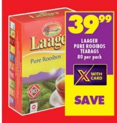 LAAGER Pure Rooibos Teabags 80 Per Pack