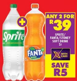 SPRITE/ FANTA/STONEY SOFT DRINK 2L Any 2