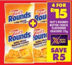 Tait's Rounds Butter Cheese Flavoured Crackers 33g