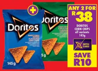 DORITOS CORN CHIPS all variants 145g Any 2