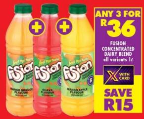 Fusion Concentrated Dairy Blend all variants 1L Any 3