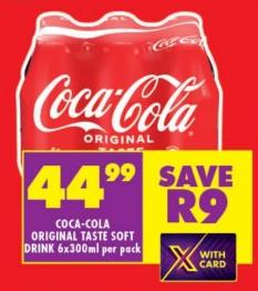 Coca-Cola Original Taste Soft Drink 6x300ml per pack