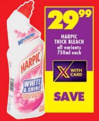 Harpic Thick Bleach All Variants 750ml each